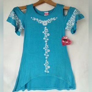 NWT Girls Cold Shoulder Dress Blue